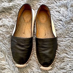 GUCCI pilar leather & canvas espadrille flats